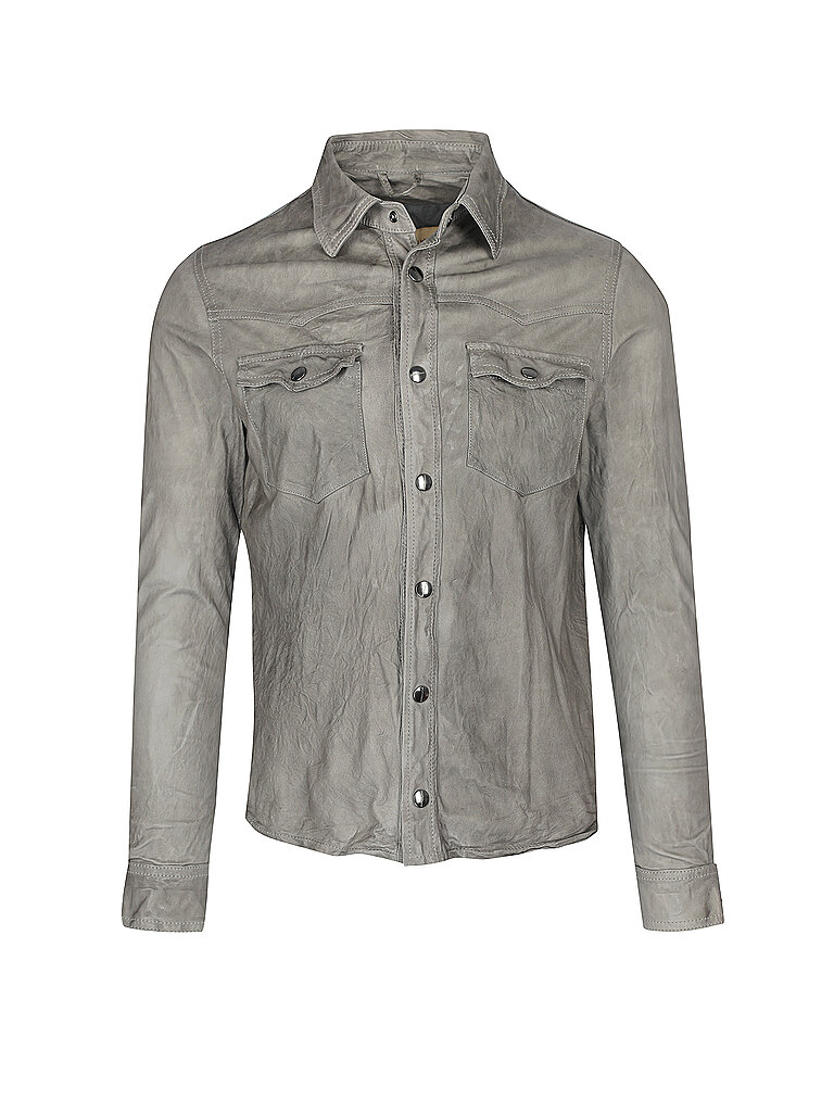 GIORGIO BRATO Leder Overshirt grau | 50